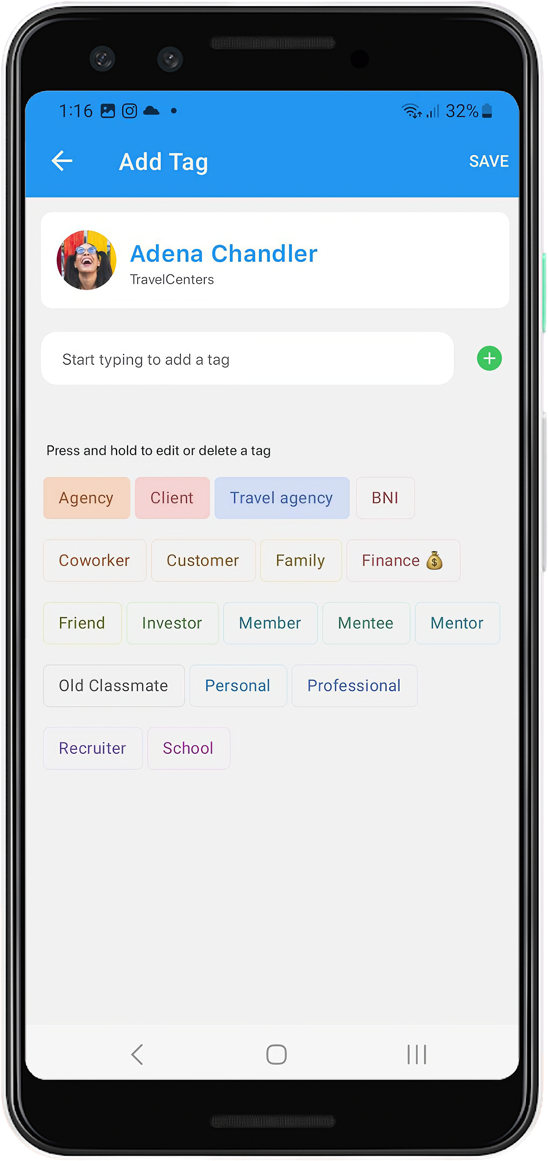 Tag screen for filtering